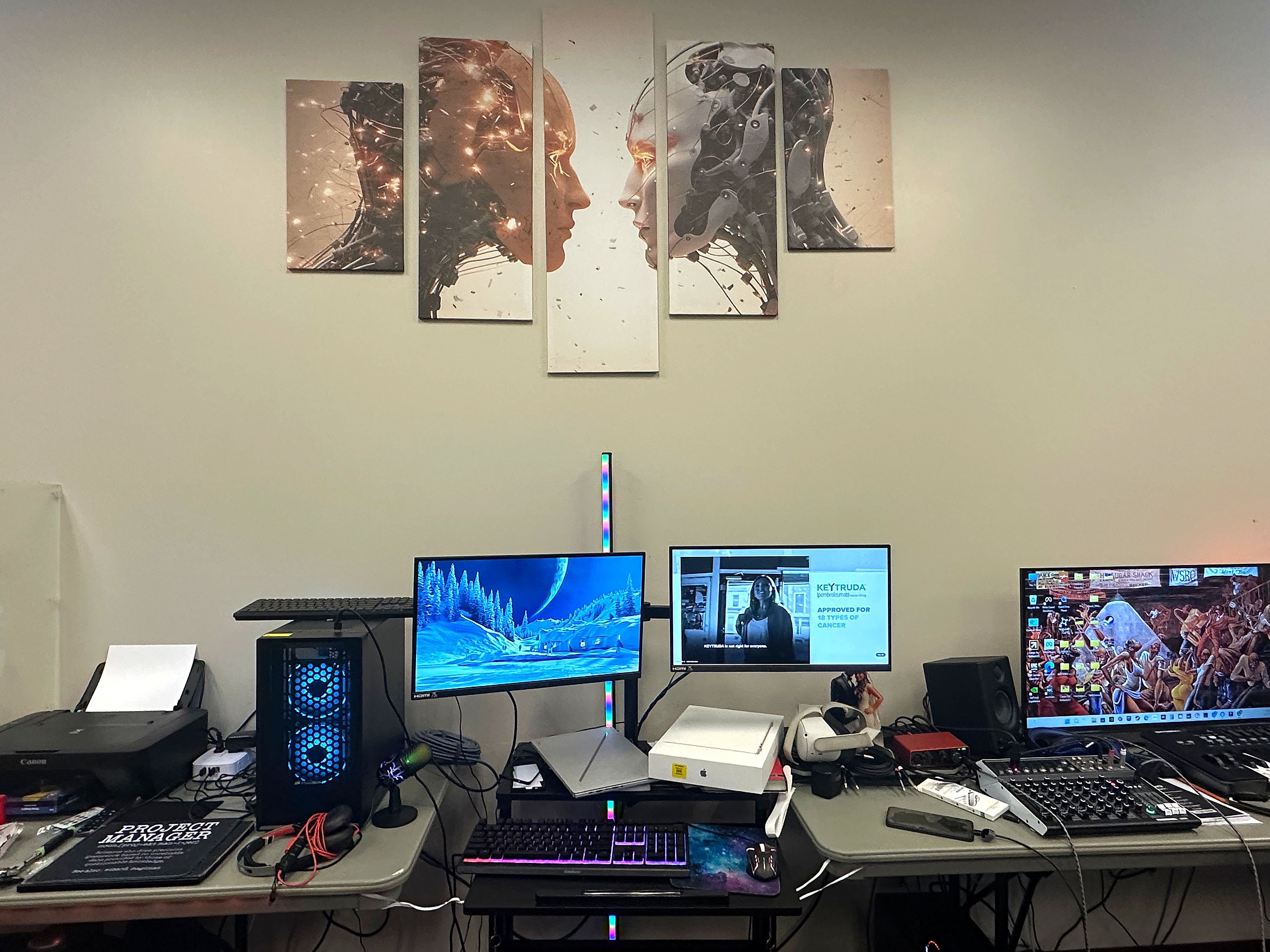 Modern art installation with tech elements
