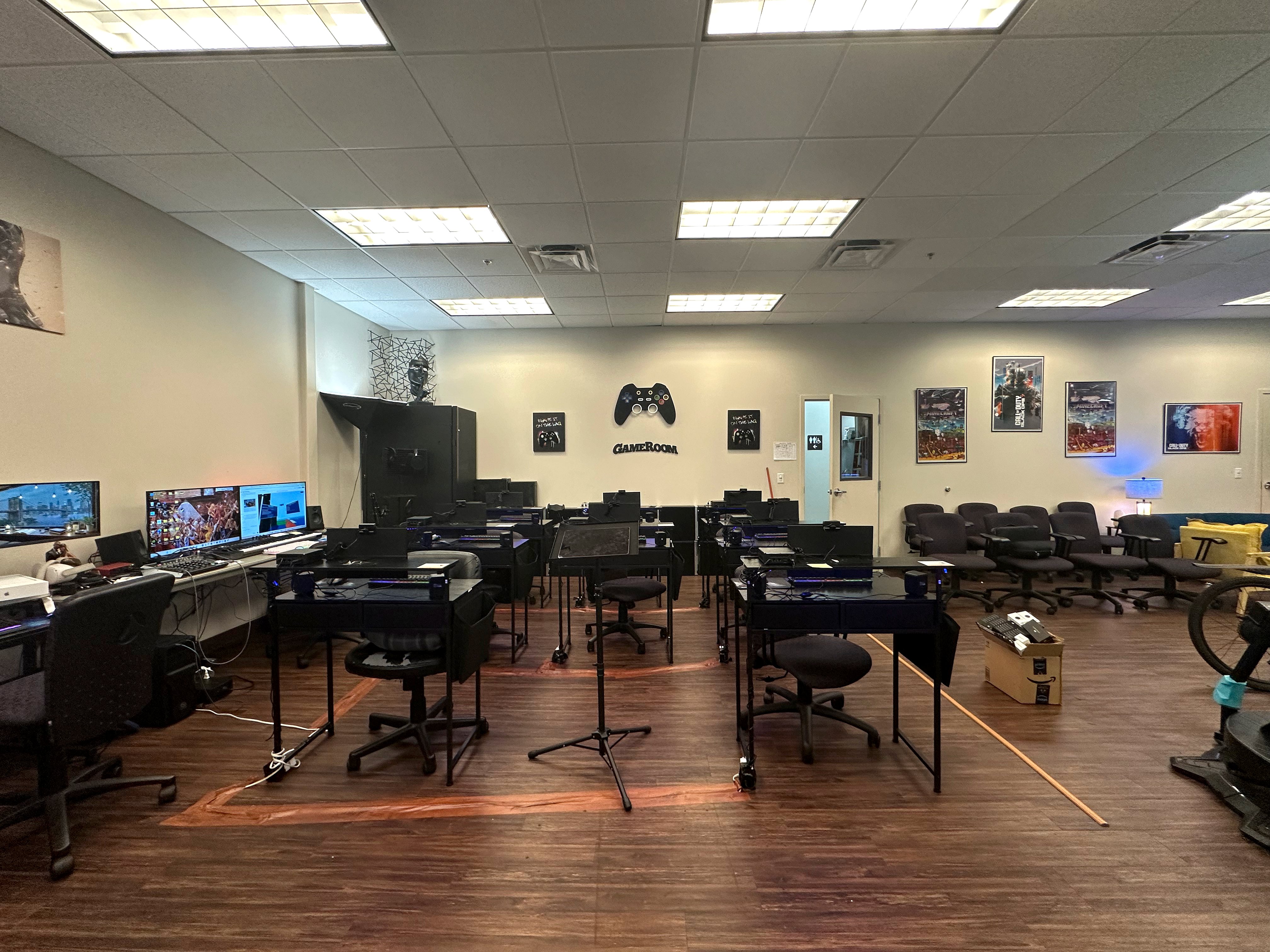 Game room classroom with equipment and gaming stations