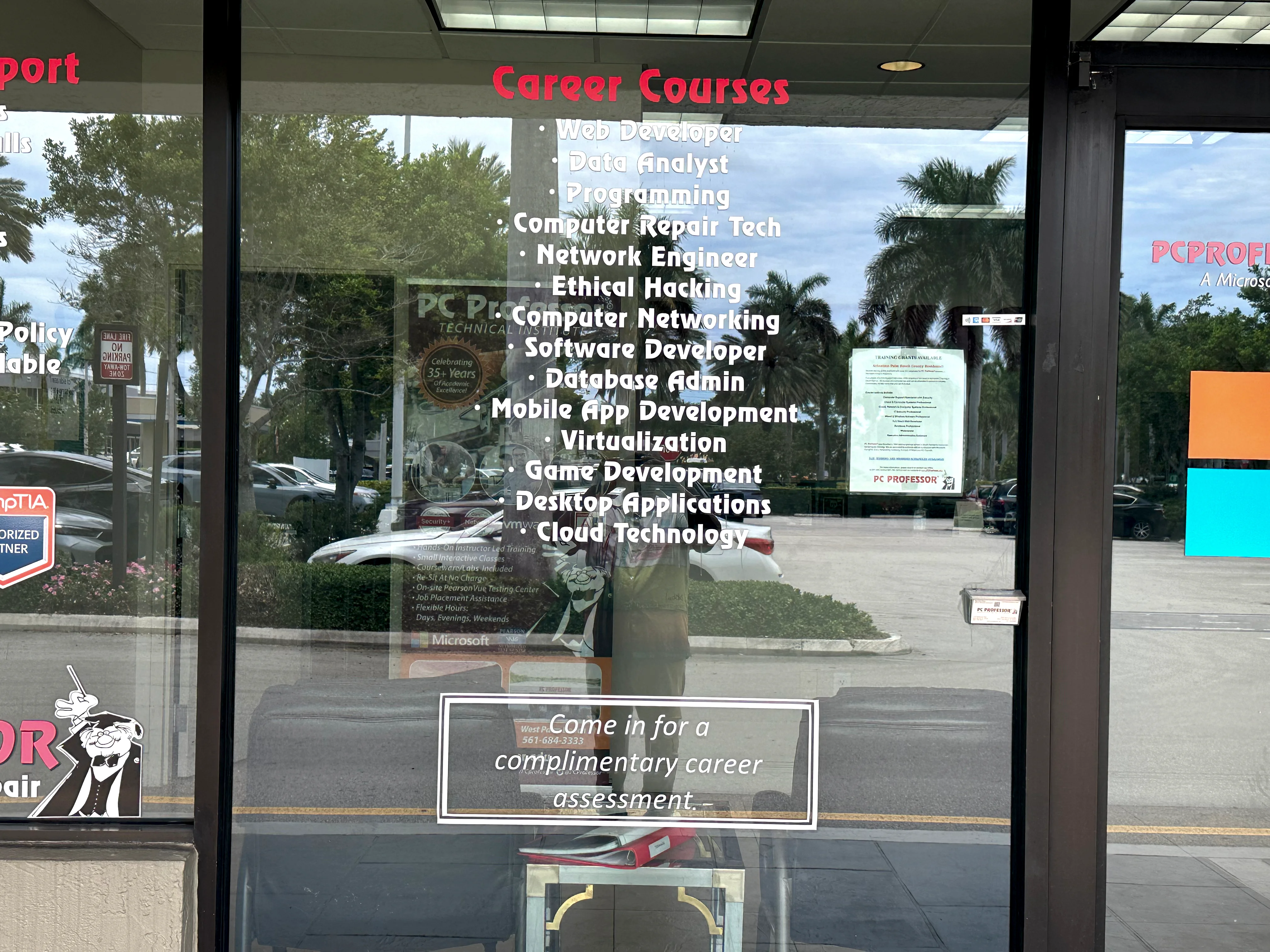Career courses window display