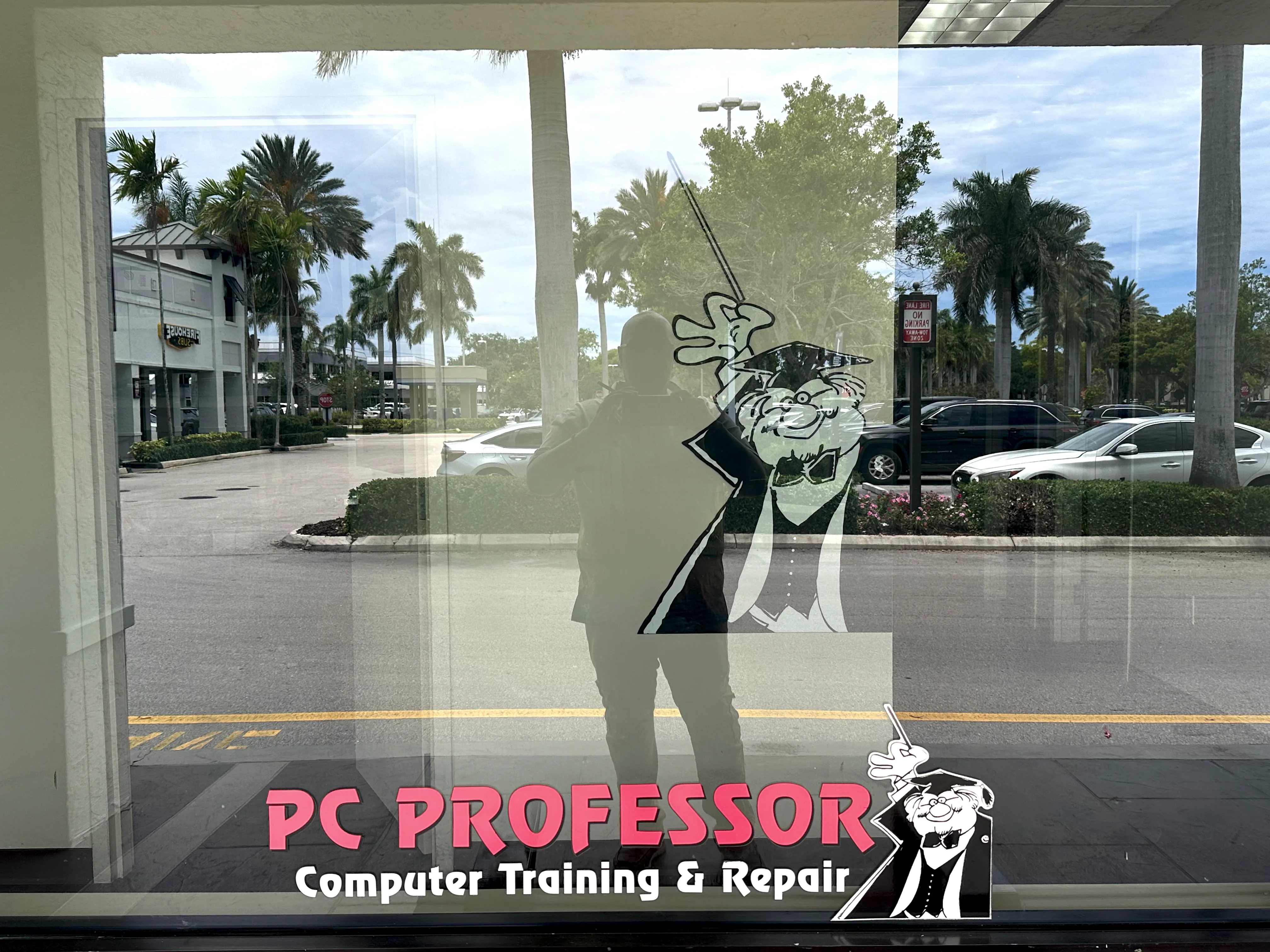 PC Professor window signage for computer training