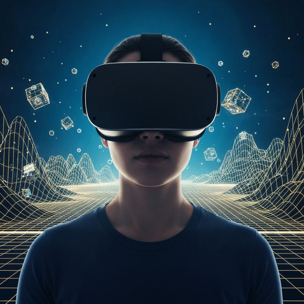 Person fully immersed in a virtual reality environment